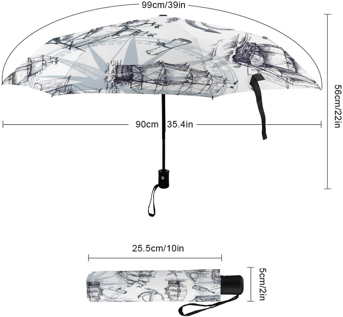 Donnapink Auto Open/Close Folding Umbrella, Automatic UV Sun Parasol UV Protection, Strong Travel Rain Umbrella