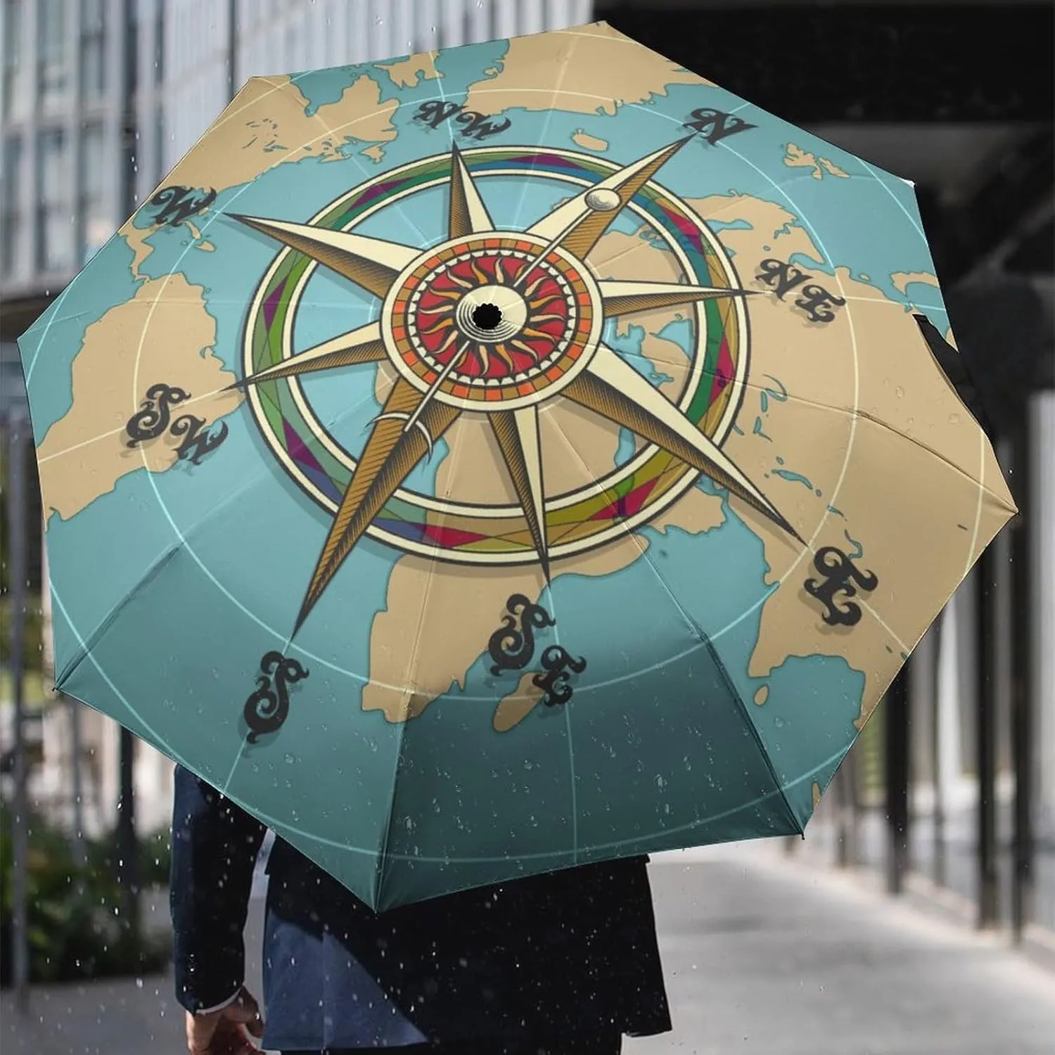 Donnapink Auto Open/Close Folding Umbrella, Automatic UV Sun Parasol UV Protection, Strong Travel Rain Umbrella