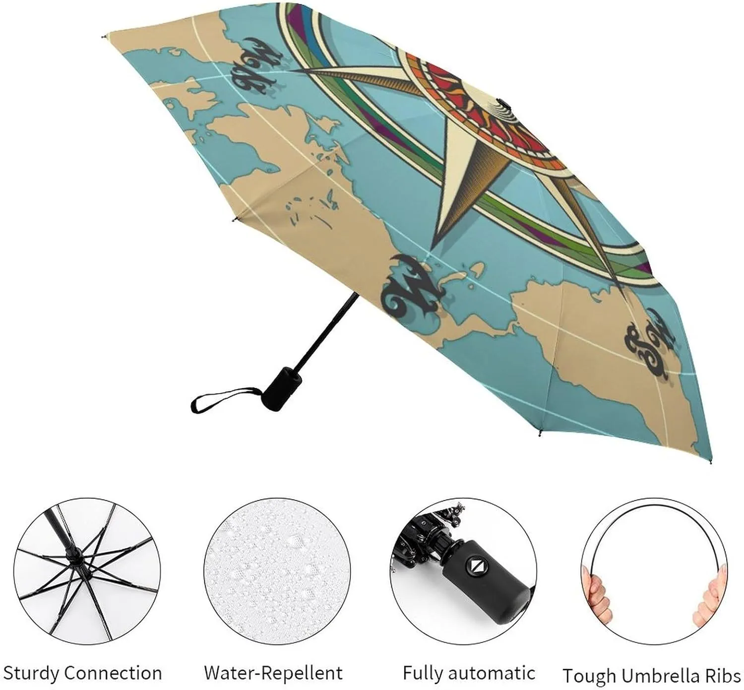 Donnapink Auto Open/Close Folding Umbrella, Automatic UV Sun Parasol UV Protection, Strong Travel Rain Umbrella