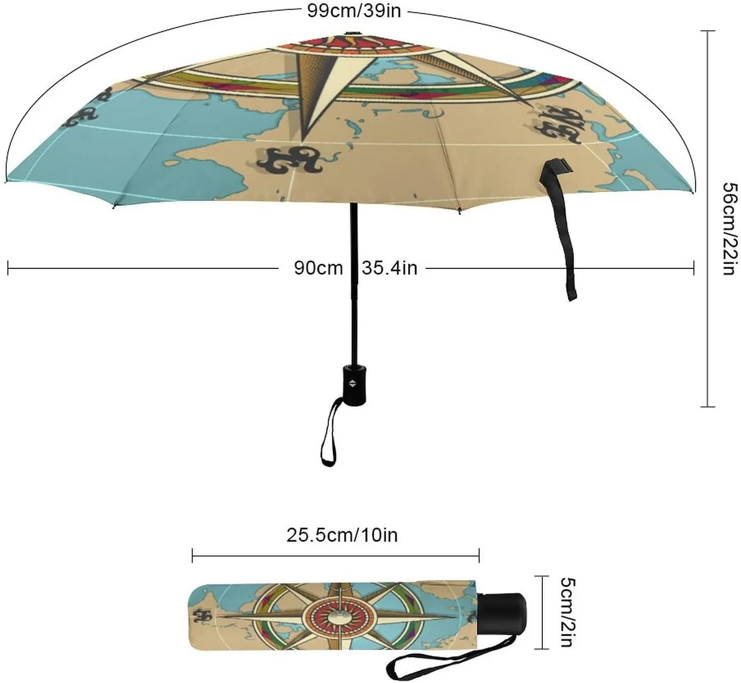 Donnapink Auto Open/Close Folding Umbrella, Automatic UV Sun Parasol UV Protection, Strong Travel Rain Umbrella