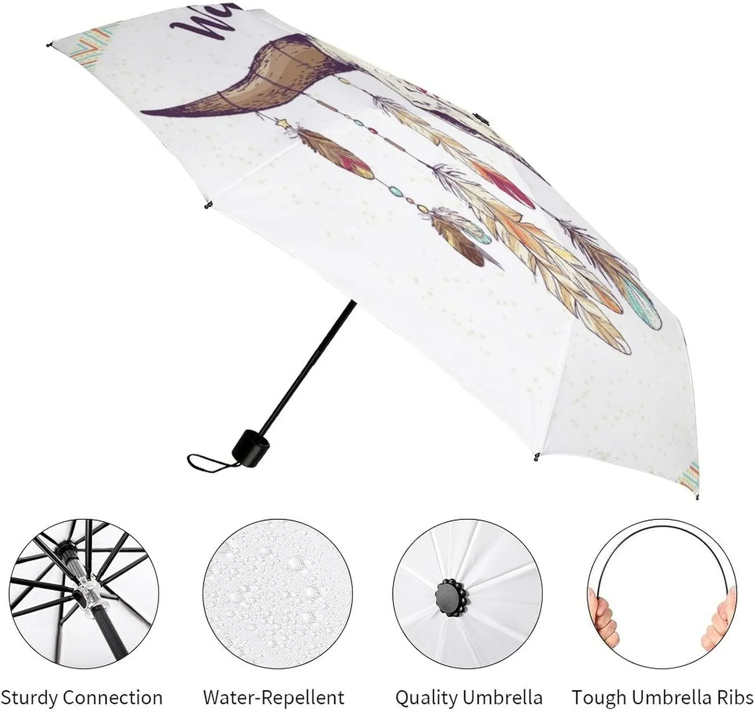 Donnapink Manual Folding Umbrella, Manual UV Sun Parasol UV Protection, Strong Travel Rain Umbrella
