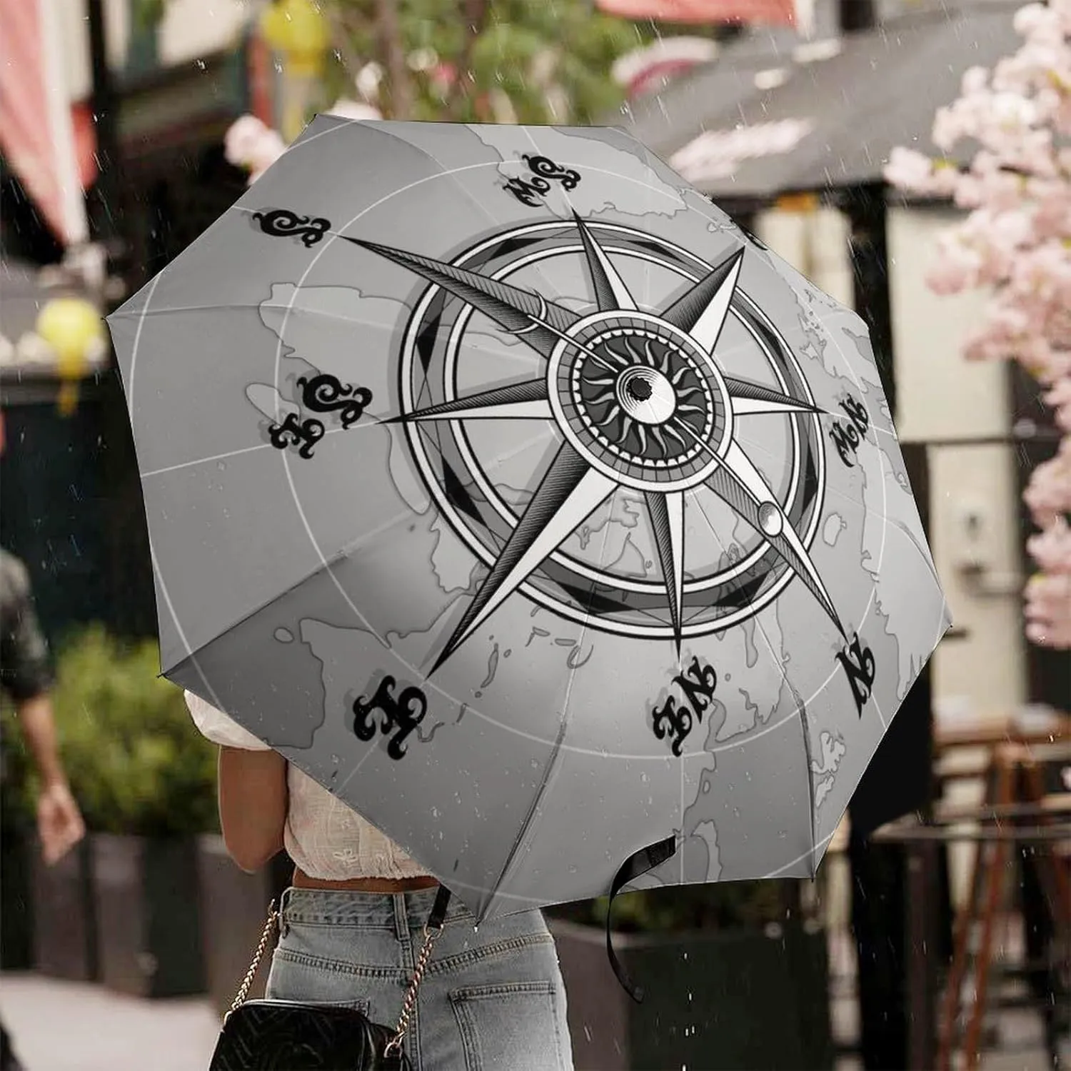 Donnapink Manual Folding Umbrella, Manual UV Sun Parasol UV Protection, Strong Travel Rain Umbrella