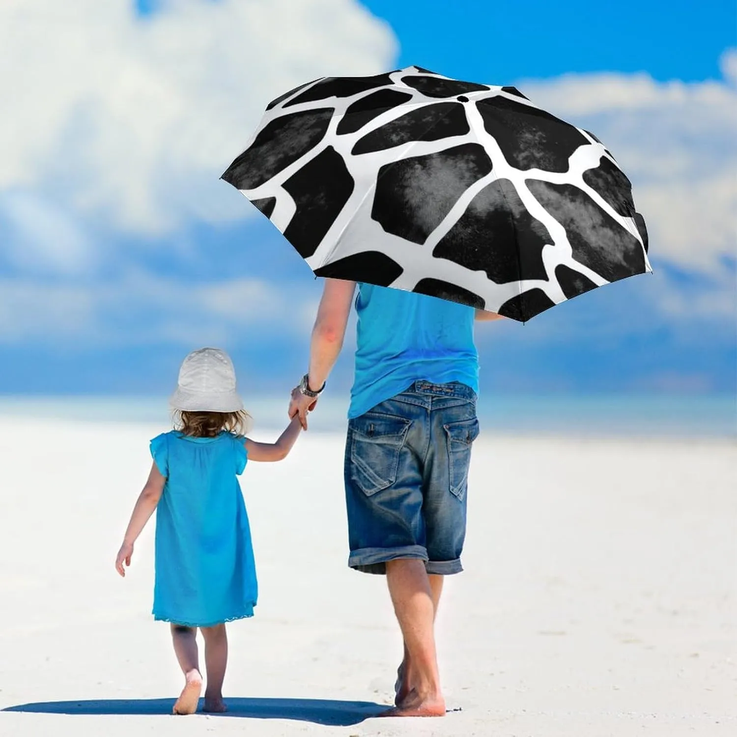 Donnapink Manual Folding Umbrella, Manual UV Sun Parasol UV Protection, Strong Travel Rain Umbrella