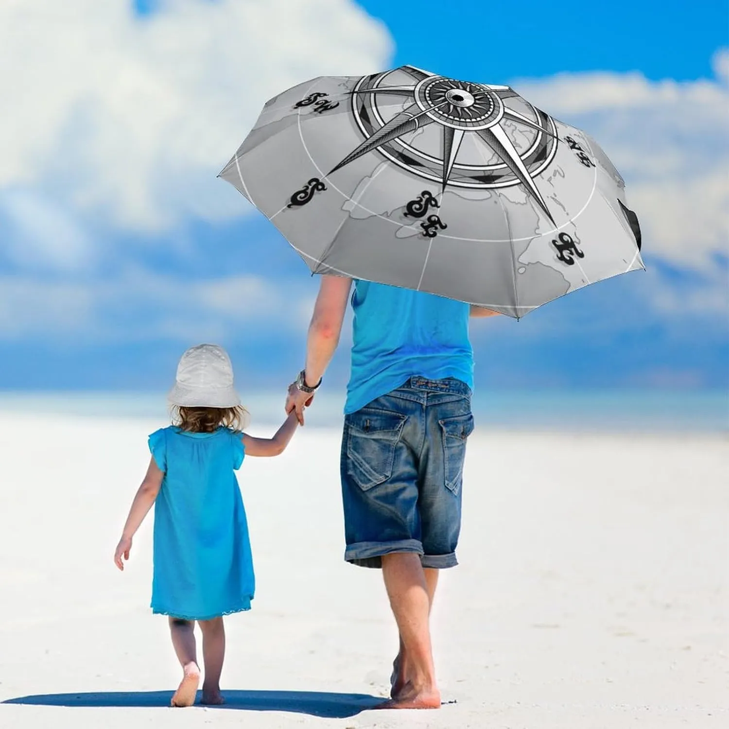 Donnapink Manual Folding Umbrella, Manual UV Sun Parasol UV Protection, Strong Travel Rain Umbrella