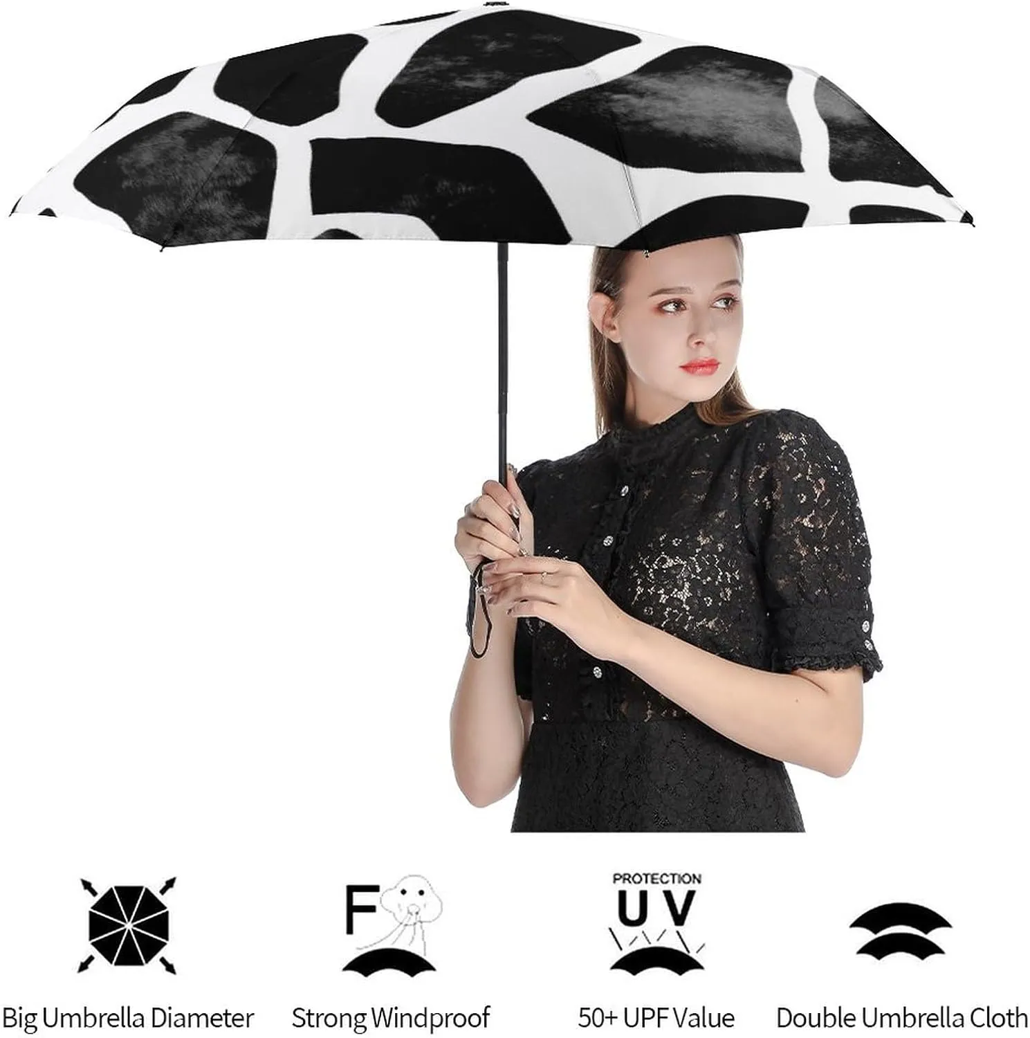 Donnapink Manual Folding Umbrella, Manual UV Sun Parasol UV Protection, Strong Travel Rain Umbrella