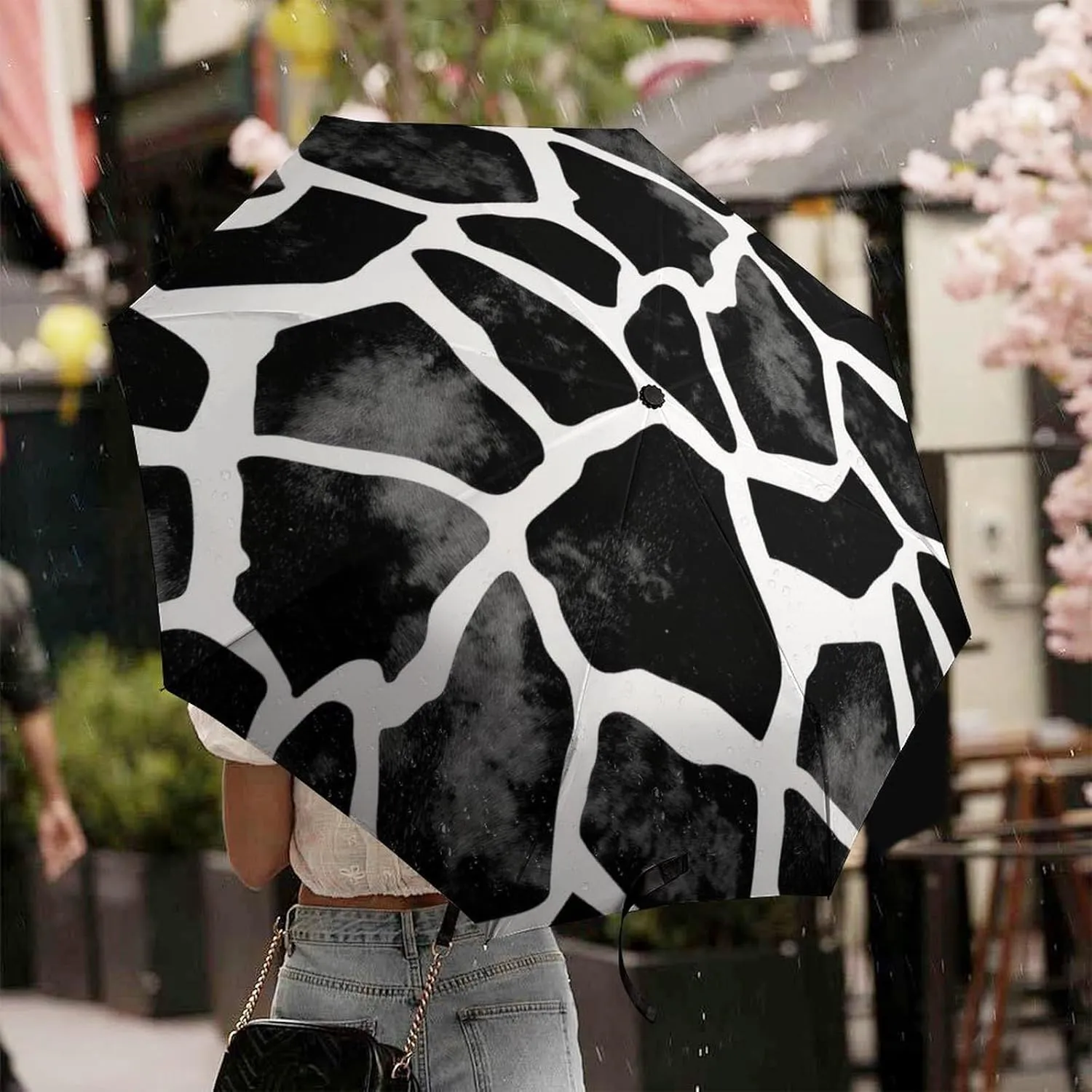 Donnapink Manual Folding Umbrella, Manual UV Sun Parasol UV Protection, Strong Travel Rain Umbrella