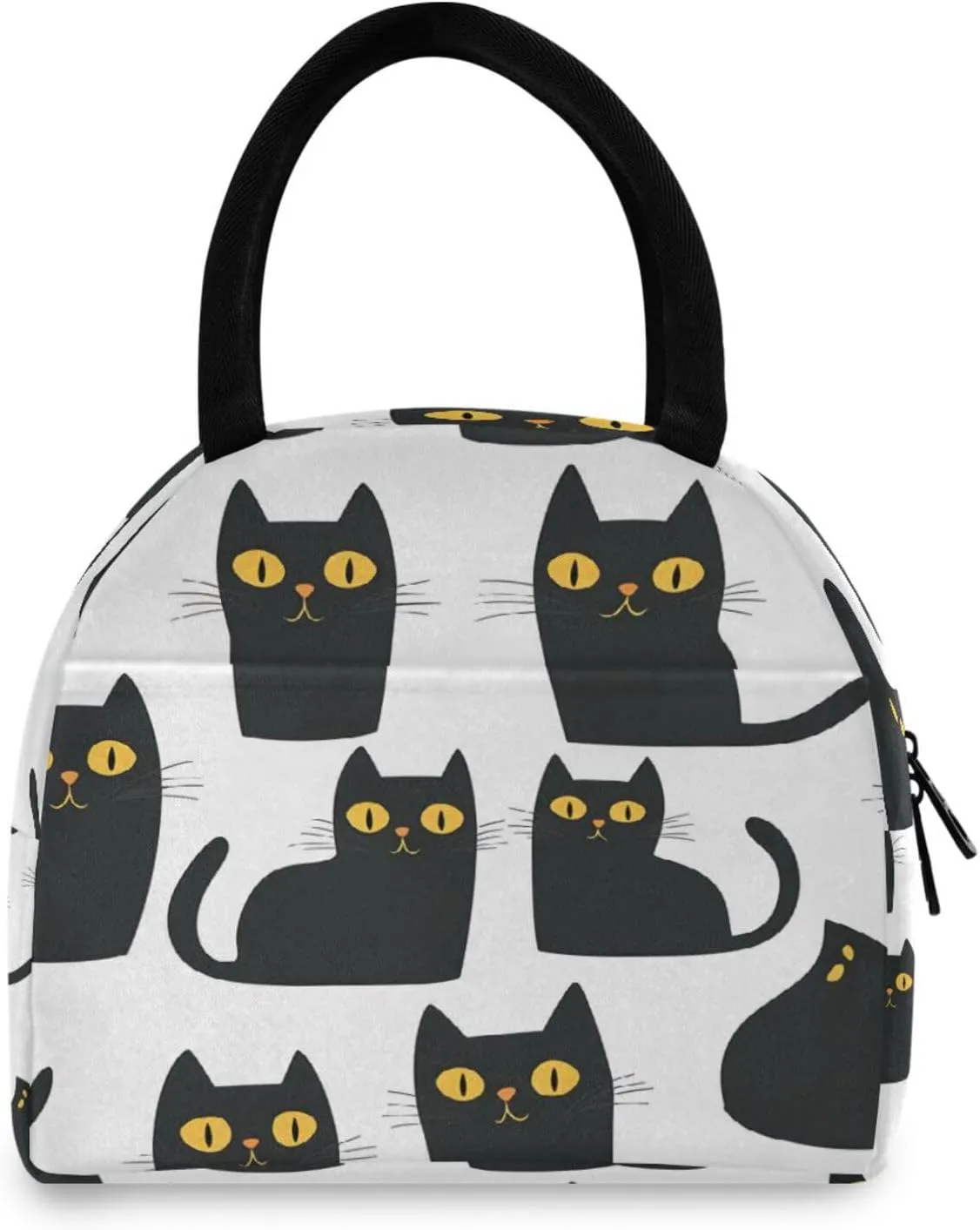 Doodle Cute Black Cat Women's Lunch Bag Men's Insulated Lunch Box Unisex Reusable Lunch Box Cooler Bag For Work Office Travel Picnic