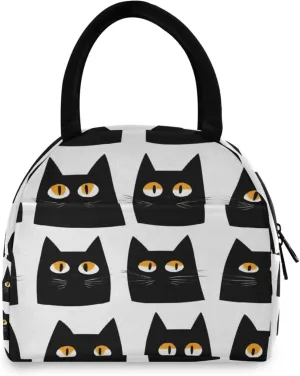 Doodle Cute Black Cat Women's Lunch Bag Men's Insulated Lunch Box Unisex Reusable Lunch Box Cooler Bag For Work Office Travel Picnic