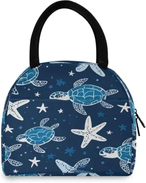 Doodle Turtle and Star Women's Lunch Bag Men's Insulated Lunch Box Unisex Reusable Lunch Box Cooler Bag For Work Office Travel Picnic