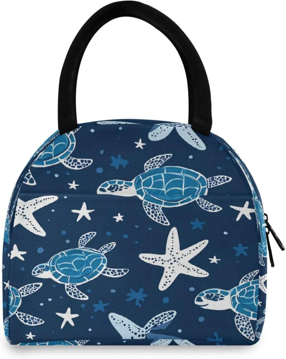 Doodle Turtle and Star Women's Lunch Bag Men's Insulated Lunch Box Unisex Reusable Lunch Box Cooler Bag For Work Office Travel Picnic