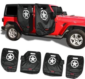 Door Storage Bags Compatible with 1976-2025 Jeep Wrangler YJ TJ JK JL 4XE Gladiator JT Car Accessories Doors Storage Cover with Hangers Design, Mirror Organizer Bag, Hinges Cut, Handles