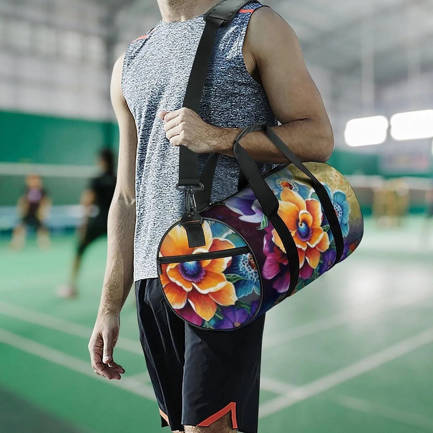 Duffel Bag for Men Women Gym Bag Flower Diamond Painting Travel Duffel Bag Waterproof Overnight Bag for Sports Workout