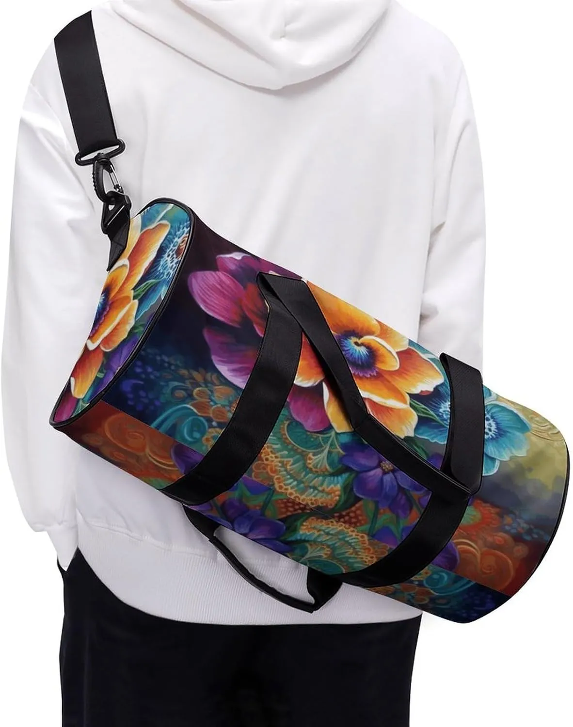Duffel Bag for Men Women Gym Bag Flower Diamond Painting Travel Duffel Bag Waterproof Overnight Bag for Sports Workout