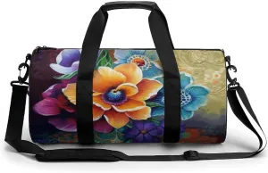 Duffel Bag for Men Women Gym Bag Flower Diamond Painting Travel Duffel Bag Waterproof Overnight Bag for Sports Workout