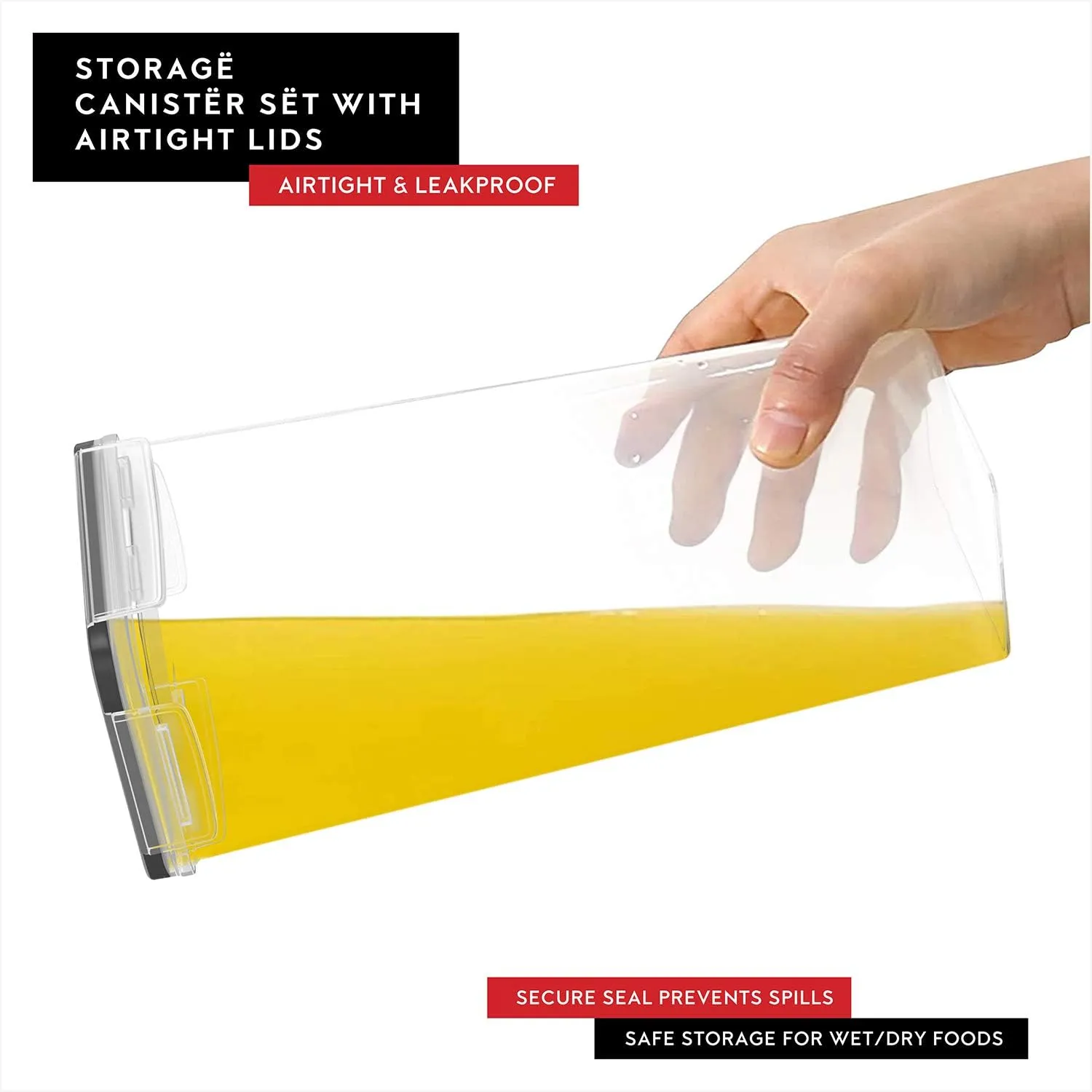 DWËLLZA KITCHEN Pasta Storage Containers for Pantry Airtight - 4 Pc Spaghetti Container Storage - Ideal for Spaghetti & Noodles, Kitchen Pantry Organization and Storage - Keeps Food Fresh & Dry