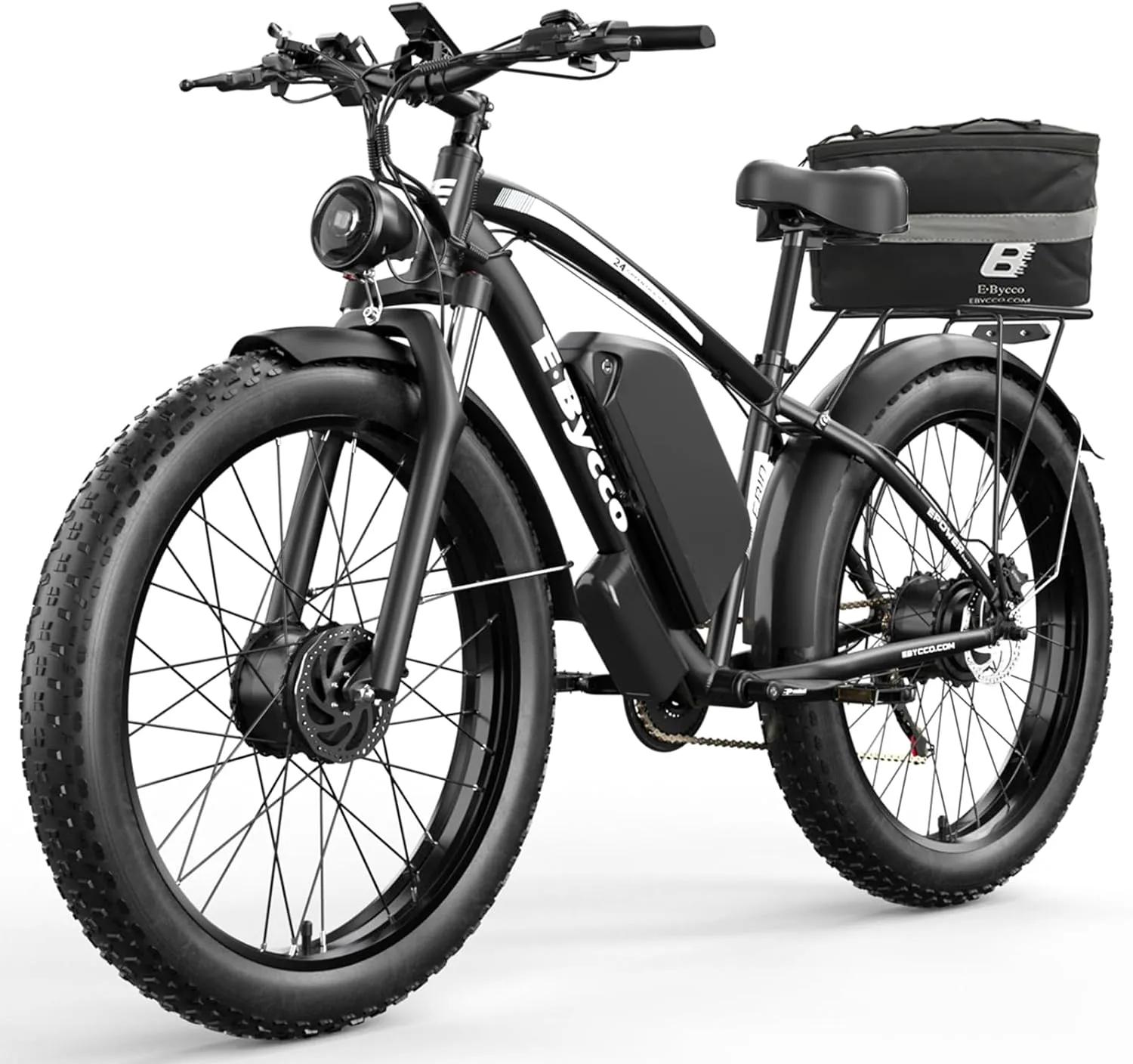 E·Bycco 4000W Electric Bike 24in/26in Peak 5000W E-Bike, 52V 32AH Dual Motor Electric Bike 40-45MPH Fast Ebikes with Fat Tire Hydraulic Disc Brake