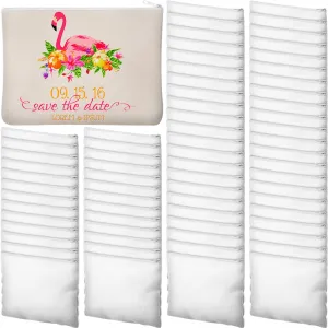 Eccliy 70 Pieces Sublimation Blank Canvas Makeup Bags Bulk Blank DIY Heat Transfer Cosmetic Makeup Bags Canvas Pen Case Pencil Bags Clear Sublimation Blank Pouch with Zipper(White,4.33 x 7.09 Inch)