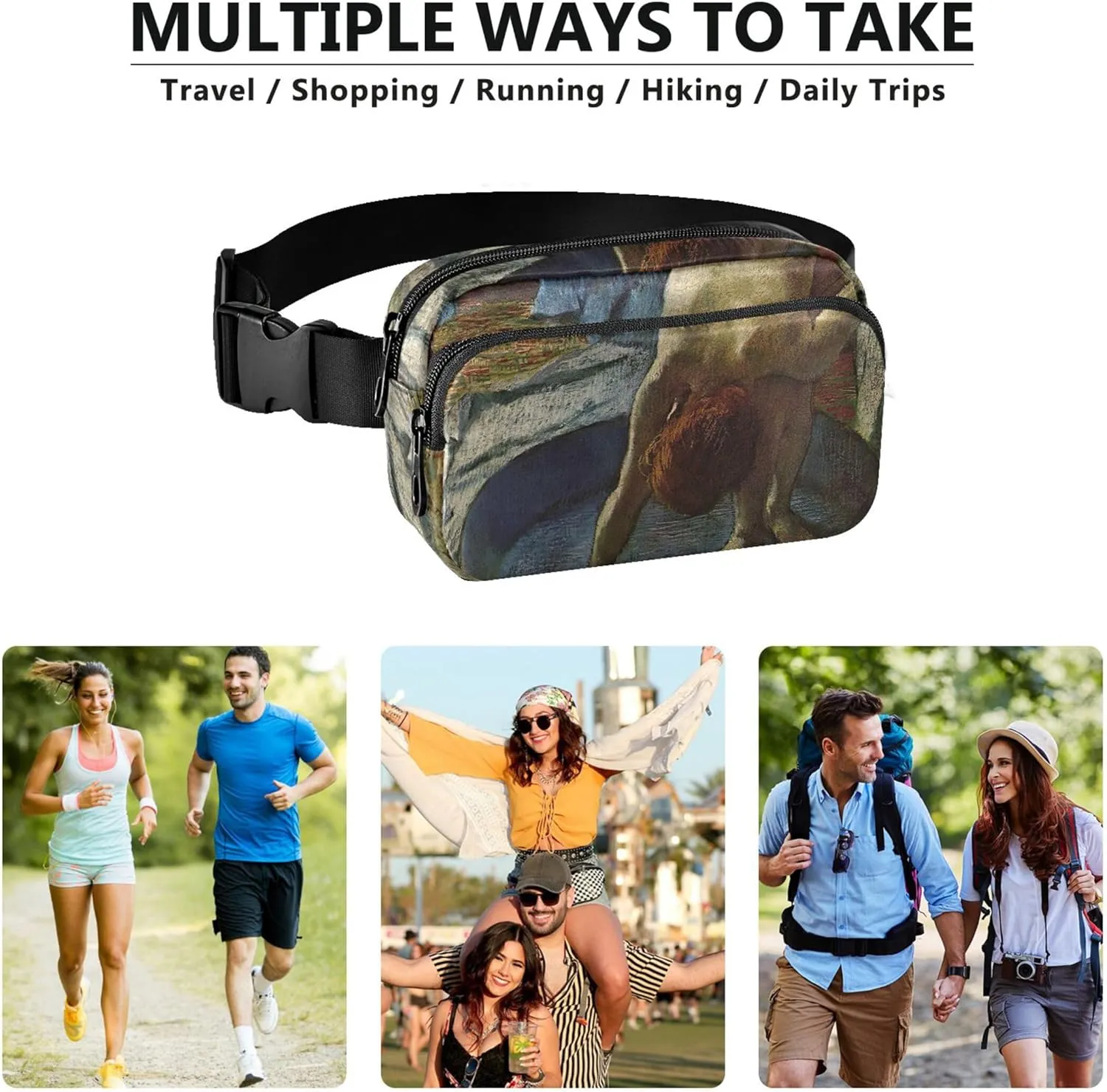 Edgar Degas Tub Prints Women Fanny Pack Hip Pouch Belt Bag Waterproof Bright Colored Crossbody Waist Bag