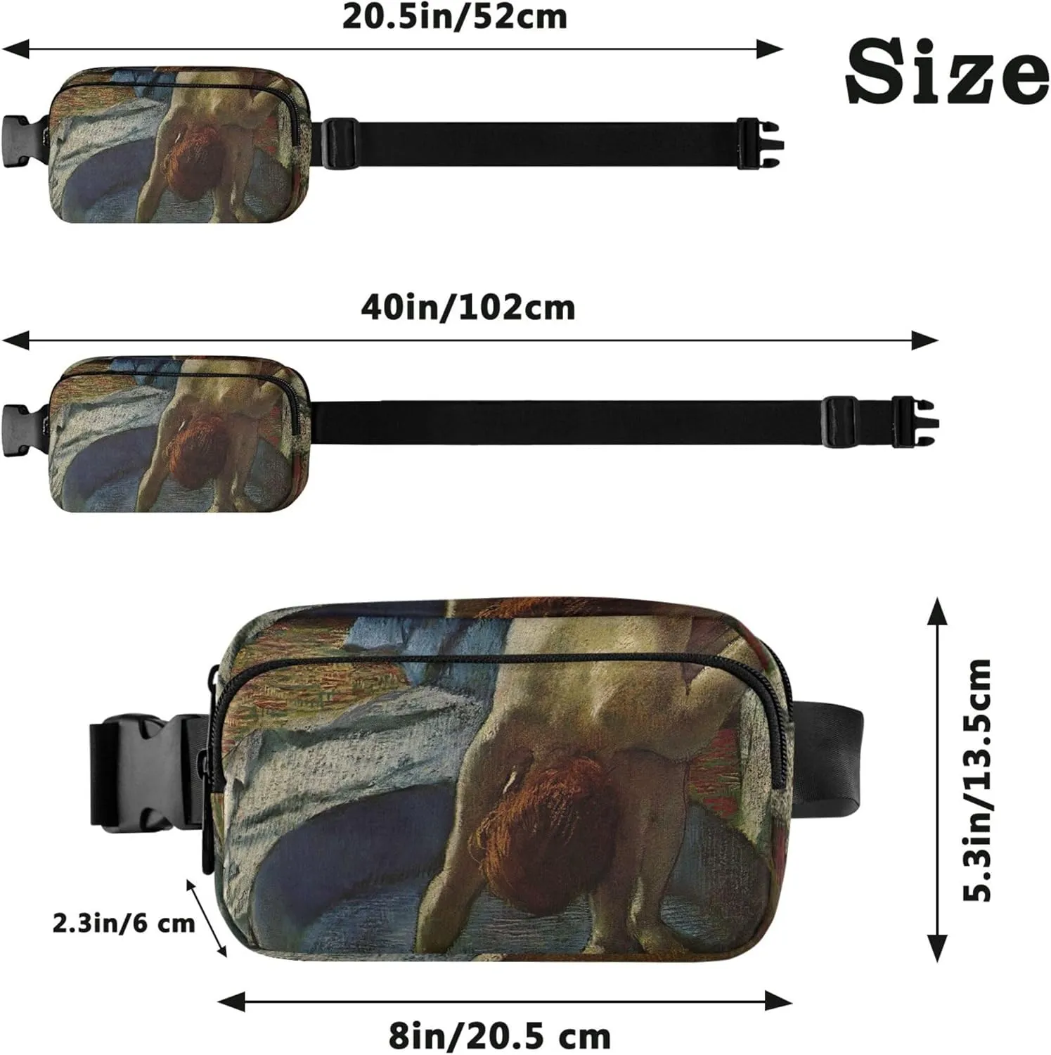 Edgar Degas Tub Prints Women Fanny Pack Hip Pouch Belt Bag Waterproof Bright Colored Crossbody Waist Bag