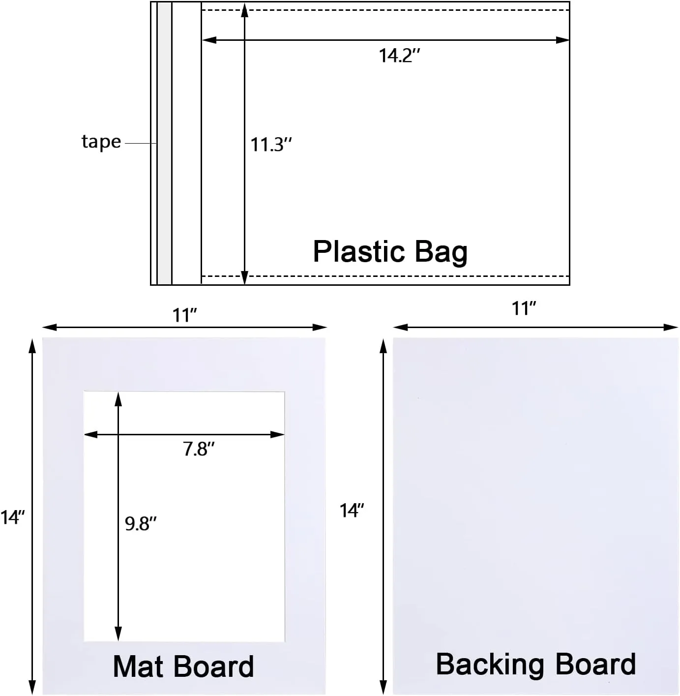 Egofine Pack of 25 White Pre-Cut Mat Board 11x14 Picture Mat for 8x10 Photo with White Core Bevel Cut Mattes Sets. Includes 25 High Premier Acid Free Mats & 25 Backing Board & 25 Clear Bags