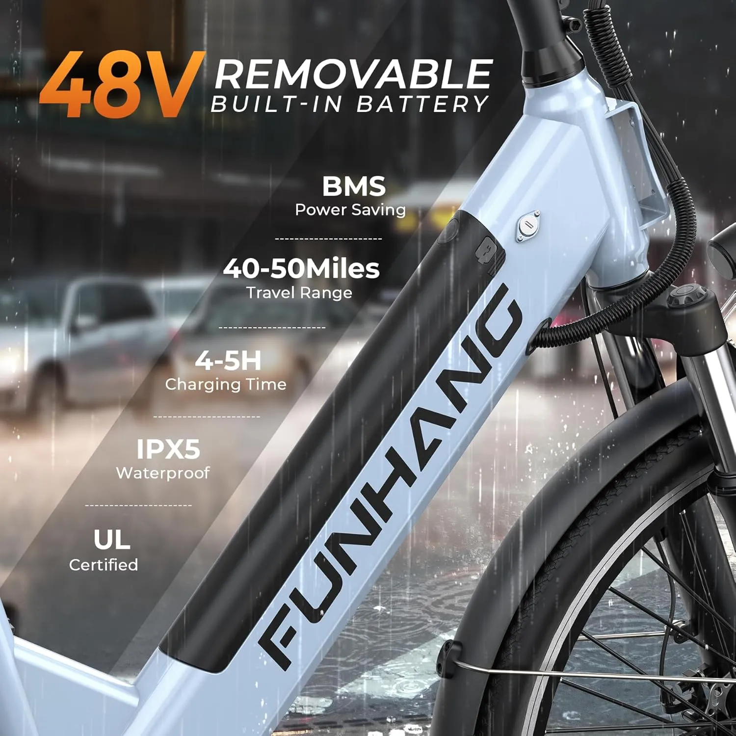 Electric Bike for Adults, 1000W Peak EBike, 50 Miles 21.7MPH Adult Electric Bicycles with 48V Built-in Removable Battery, Adjustable Stem, Rear Rack, 7 Speed, 26" Step-Thru E Bike for Commute