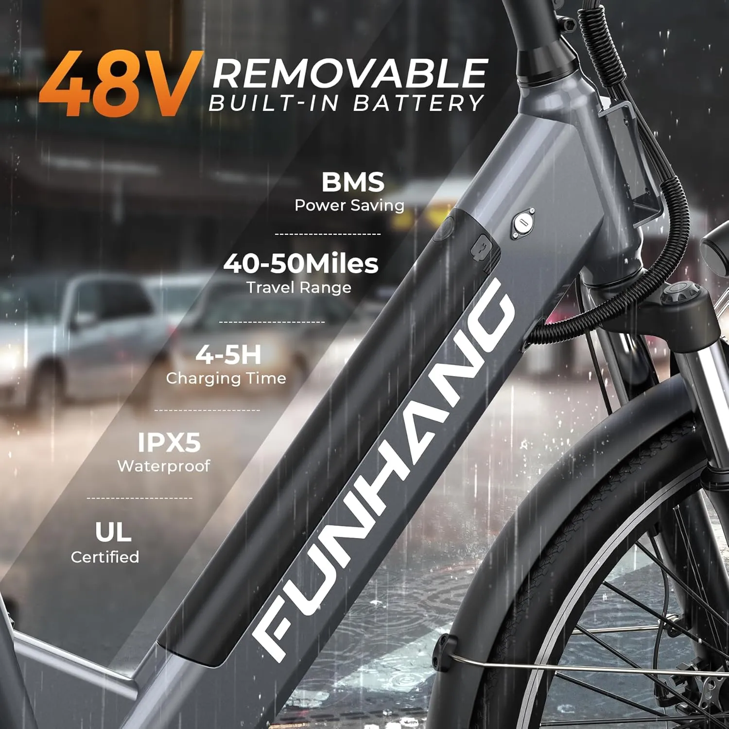 Electric Bike for Adults, 1000W Peak EBike, 50 Miles 21.7MPH Adult Electric Bicycles with 48V Built-in Removable Battery, Adjustable Stem, Rear Rack, 7 Speed, 26" Step-Thru E Bike for Commute