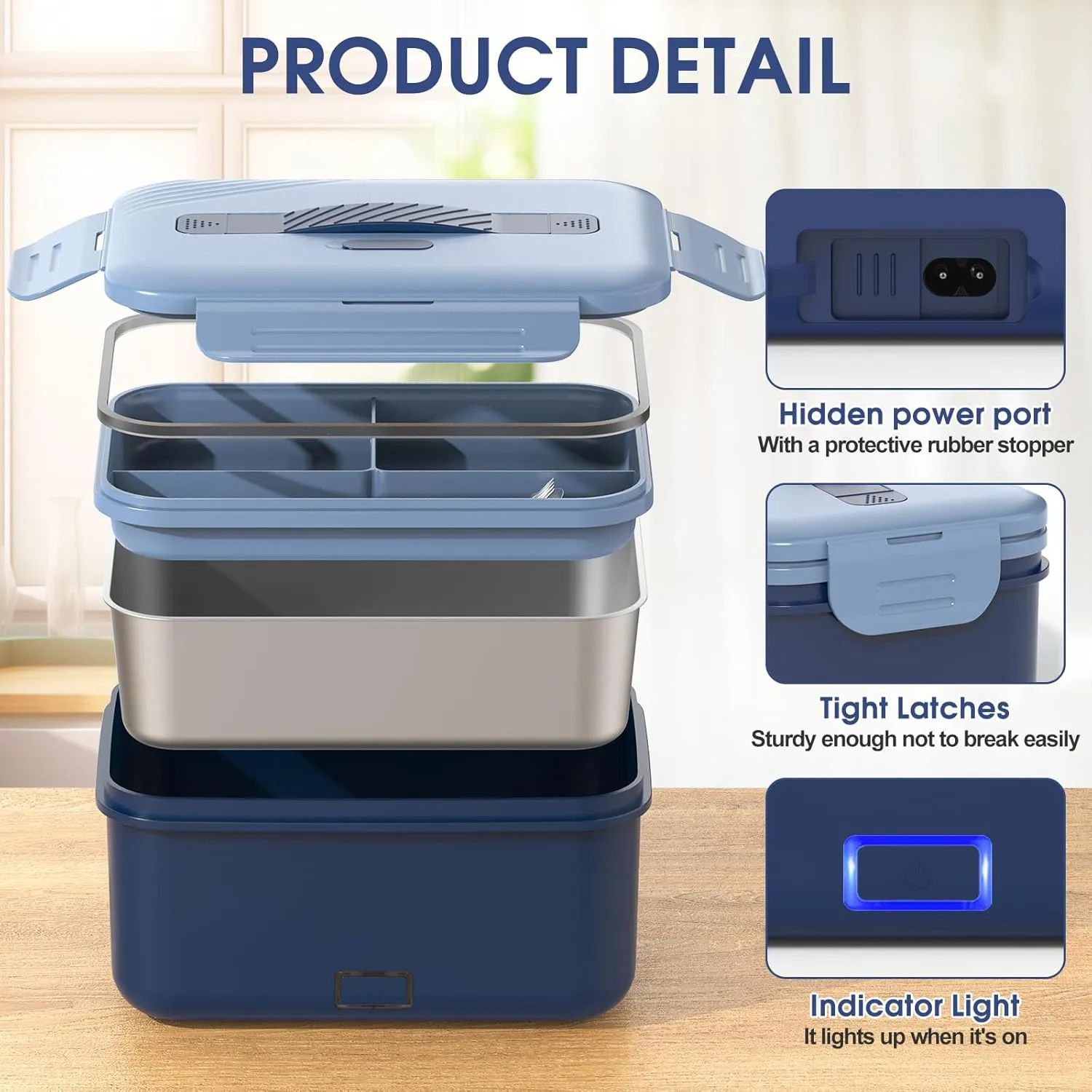 Electric Lunch Box Food Heater Upgrade 3 in 1 Portable Food Warmer 100W Leakproof Heated Lunch Box for Adults Car/Truck/Office with 1.8L SS Container Fork Spoon Carry Bag, 12V/24V/110V