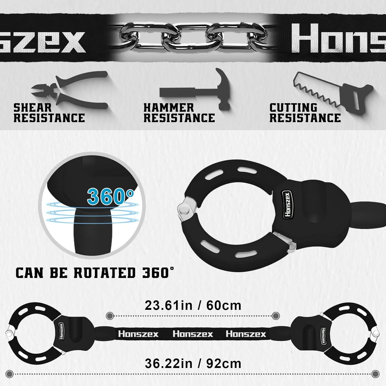 Electric Scooter Locks Anti Theft, E Scooter Phone Holder & Scooter Chain Lock with Key, Heavy-Duty Anti-Theft Lock with Waterproof Storage Bag, Accessories for Electric Scooters and Bicycles