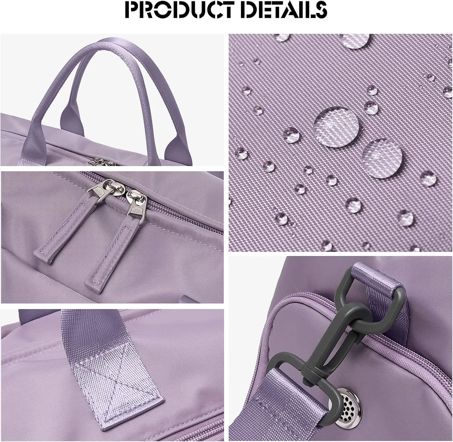 Ergocar Travel Duffel Bags Women, Large Capacity Men Travel Totes with Shoe Bag, Fashion Waterproof Sports Gym Tote Bag, Carry on Bag Weekender Overnight Bag, Grey Pink