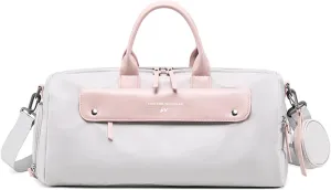 Ergocar Travel Duffel Bags Women, Large Capacity Men Travel Totes with Shoe Bag, Fashion Waterproof Sports Gym Tote Bag, Carry on Bag Weekender Overnight Bag, Grey Pink
