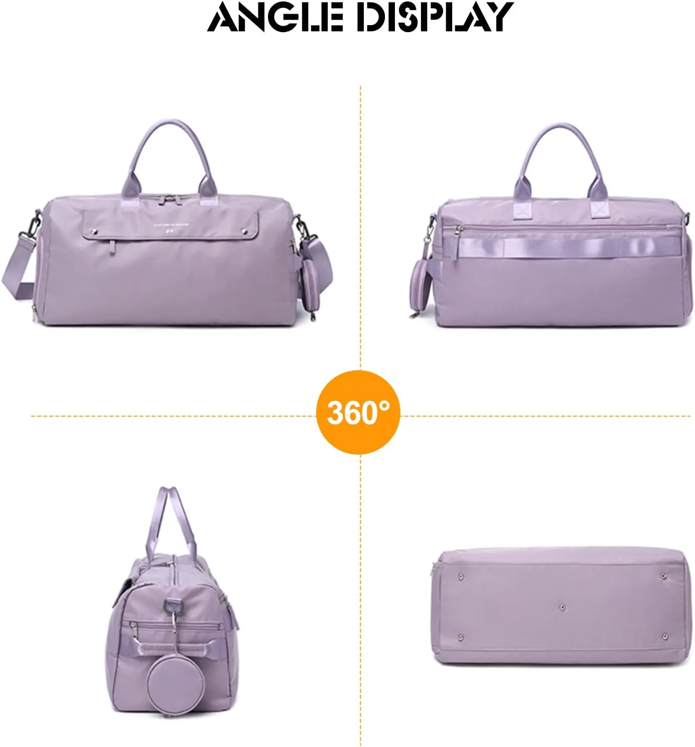 Ergocar Travel Duffel Bags Women, Large Capacity Men Travel Totes with Shoe Bag, Fashion Waterproof Sports Gym Tote Bag, Carry on Bag Weekender Overnight Bag, Grey