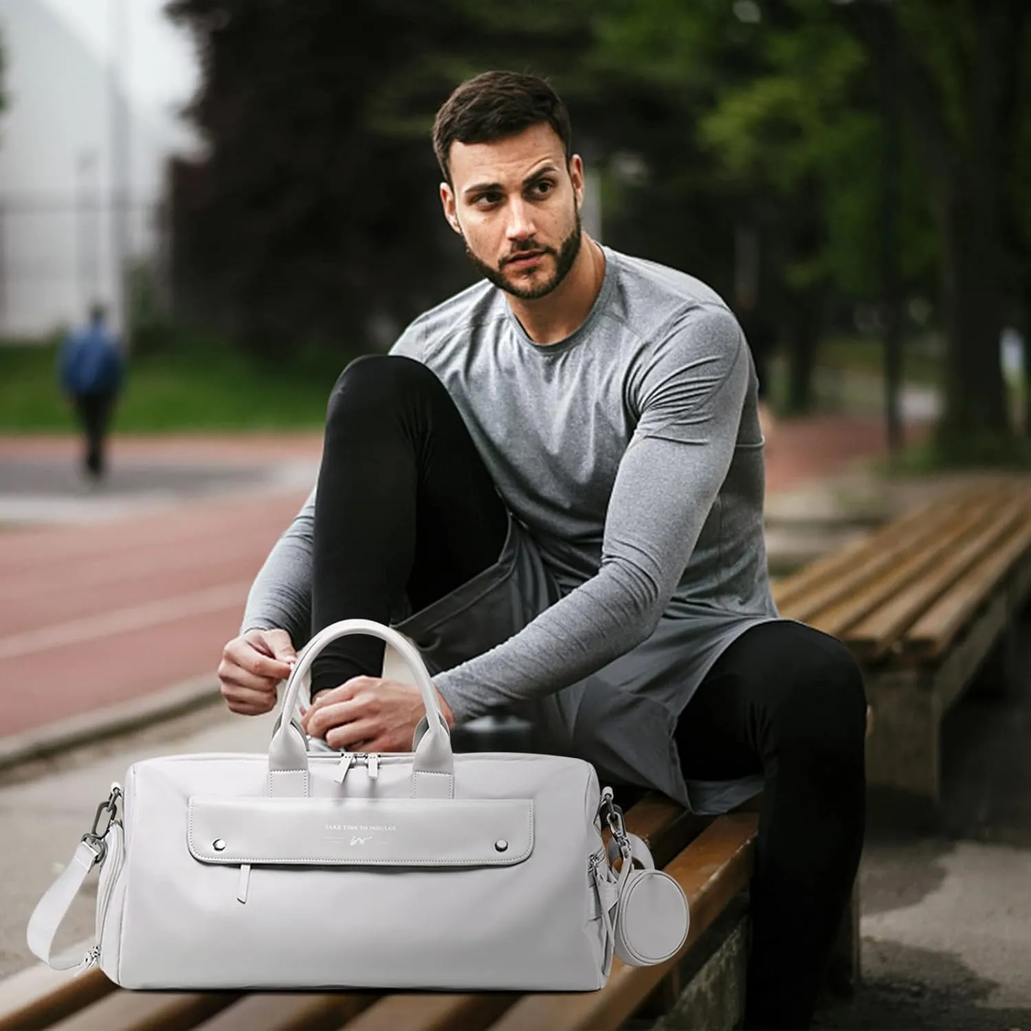Ergocar Travel Duffel Bags Women, Large Capacity Men Travel Totes with Shoe Bag, Fashion Waterproof Sports Gym Tote Bag, Carry on Bag Weekender Overnight Bag, Grey