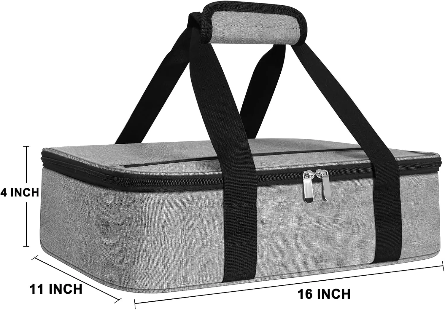 esouler Insulated Casserole Carrier Bag Hot & Cold Food Carrier Bag Lasagna Holder Lunch Bag for Picnics, Parties, Travel, Fits 9 x 13 Inches Casserole Dish-Grey