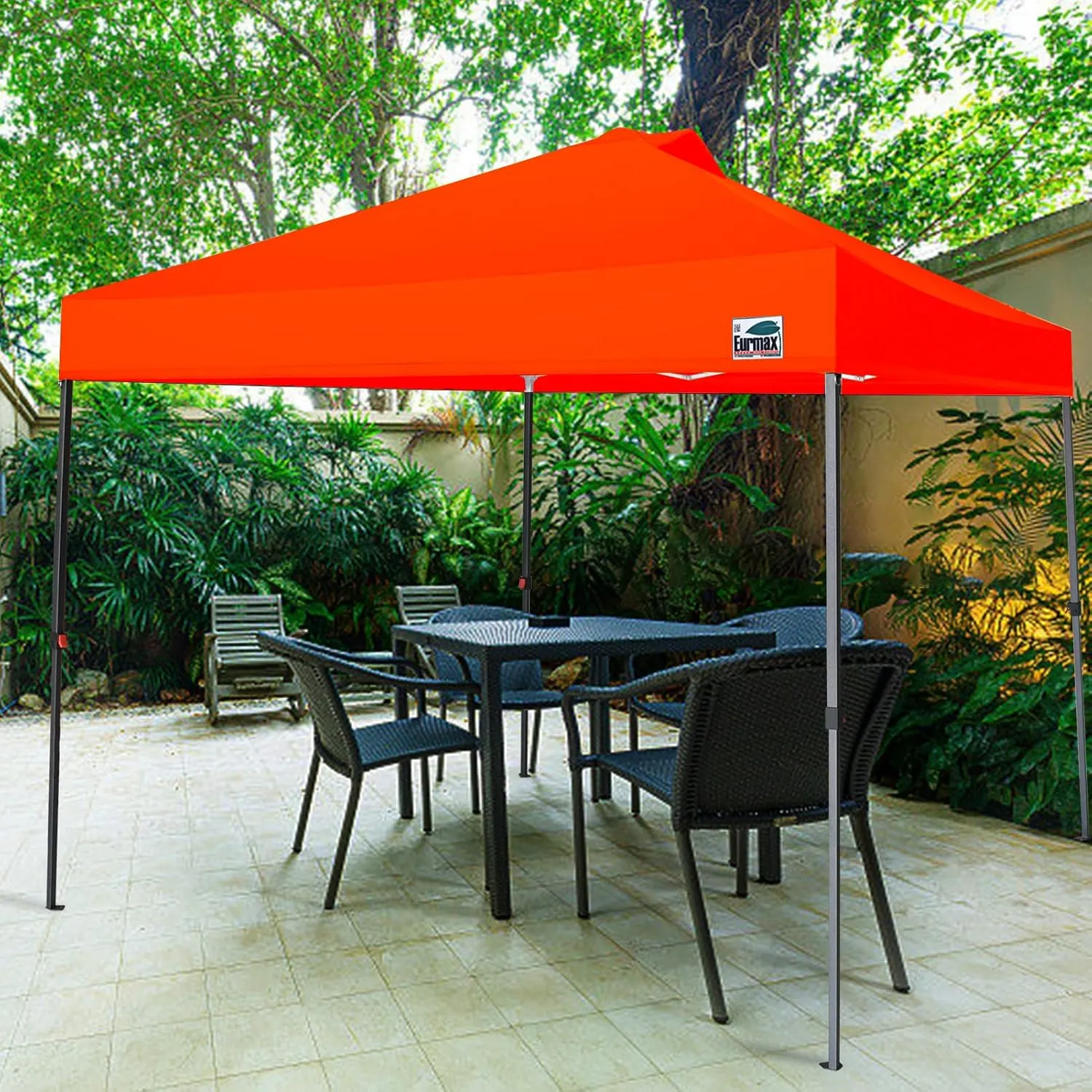 Eurmax USA NOMATTER ONE-Person Open&Close 10x10ft Pop Up Canopy Tent，Portable Shelter Canopy for Outdoor Events，Instant Canopies, Temporary Sunshade,Bonus 4 Sand Bags(Orangey Red)