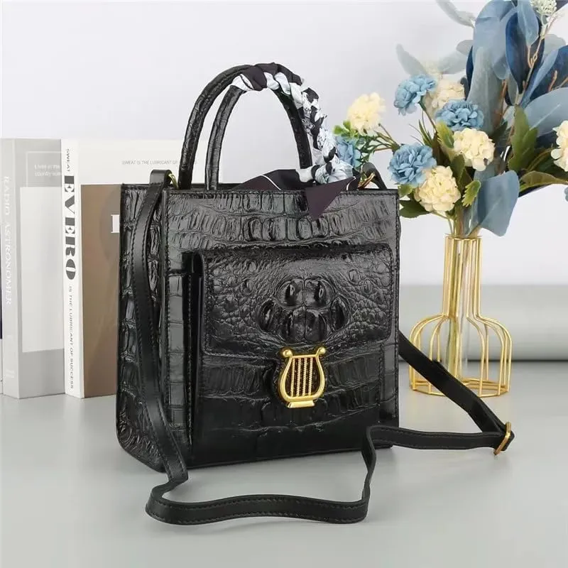 Exotic Genuine Alligator Skin Women Small Totes Bag Cross Shoulder Bag Authentic Crocodile Leather Lady Mini Purse Handbag