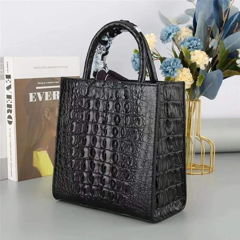 Exotic Genuine Alligator Skin Women Small Totes Bag Cross Shoulder Bag Authentic Crocodile Leather Lady Mini Purse Handbag
