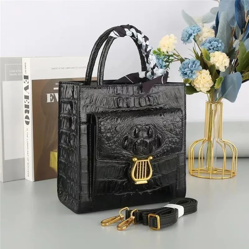 Exotic Genuine Alligator Skin Women Small Totes Bag Cross Shoulder Bag Authentic Crocodile Leather Lady Mini Purse Handbag