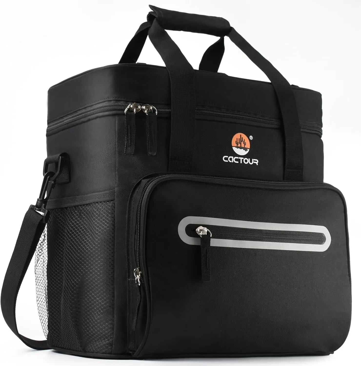 Extra Large Insulated Lunch Bag, 24L/35 Can with Adjustable Shoulder Straps,Collapsible Lunch Box for Men,Leakproof Portable Soft Soft Lunch Box for Work,Picnic (Black)