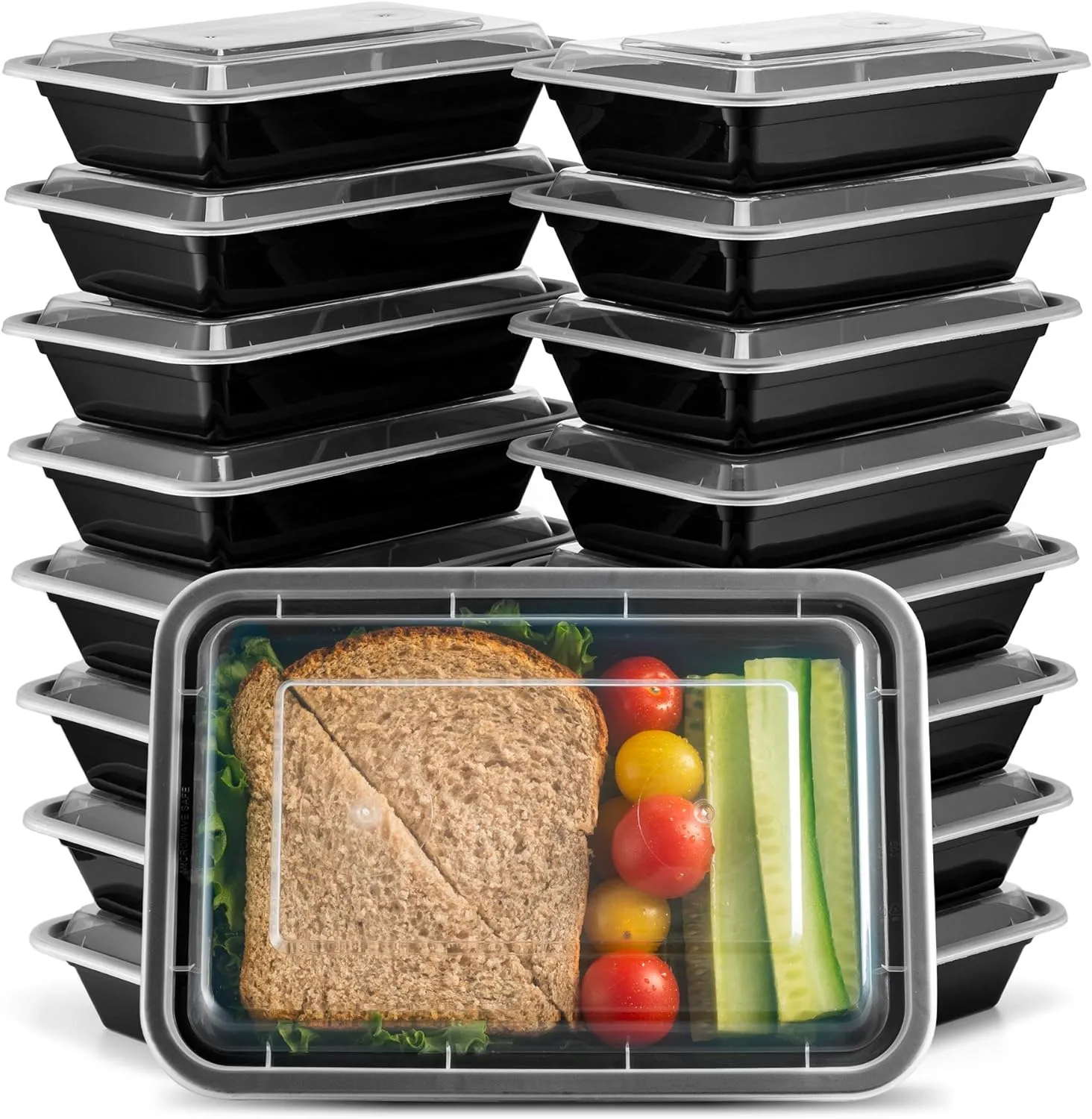 Ez Prepa [15 Pack 28oz Single Compartment Meal Prep Containers with Lids - Food Storage Containers Bento Box, Lunch Containers, Microwavable, Freezer, and Dishwasher Safe, Food Containers