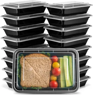 Ez Prepa [15 Pack 28oz Single Compartment Meal Prep Containers with Lids - Food Storage Containers Bento Box, Lunch Containers, Microwavable, Freezer, and Dishwasher Safe, Food Containers
