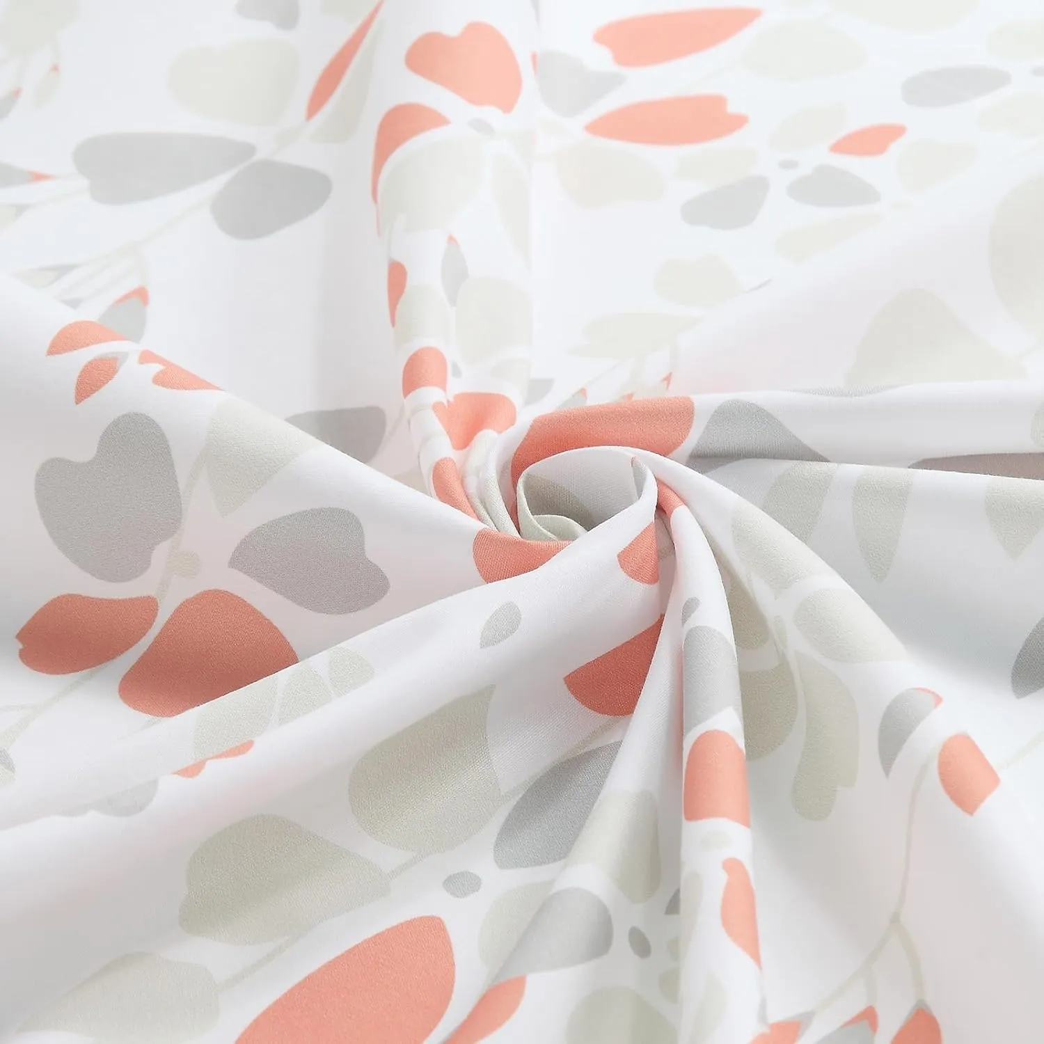 Fabric Floral Shower Curtain, Orange and Gray Weeping Flower Shower Curtains for Bathroom, Modern White Bathroom Curtains, 72" W x 72" H