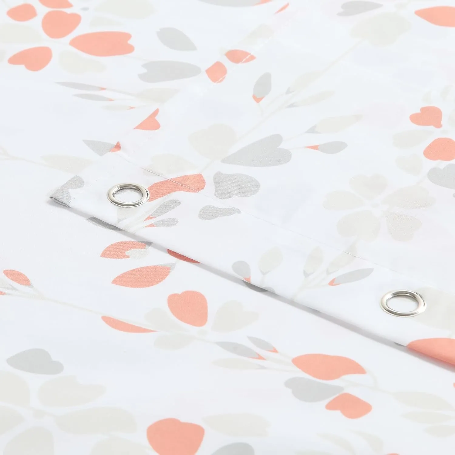 Fabric Floral Shower Curtain, Orange and Gray Weeping Flower Shower Curtains for Bathroom, Modern White Bathroom Curtains, 72" W x 72" H
