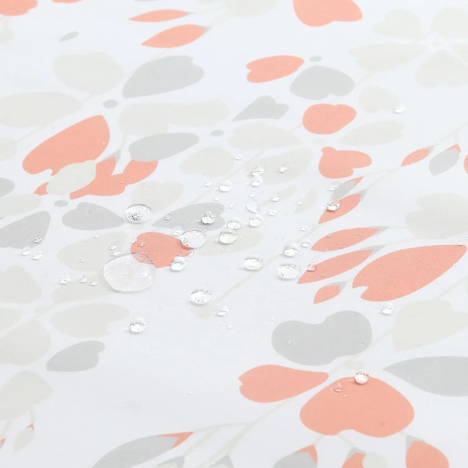Fabric Floral Shower Curtain, Orange and Gray Weeping Flower Shower Curtains for Bathroom, Modern White Bathroom Curtains, 72" W x 72" H
