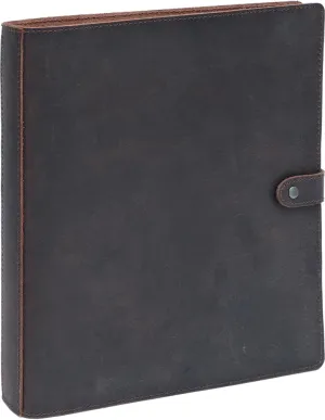 Fan&Ran Leather 3 Ring Binder, 1" Round Rings for 8.5"x11" Paper and Sheet Protectors, Interior Pockets & Snap Closure, Letter Size, Vintage Brown