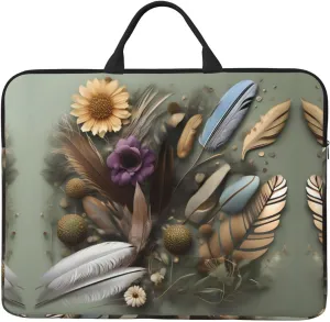 Feather Flower Printed Laptop Sleeve 16.5 * 12.2", Business and Casual Dual use, Suitable for Some laptops