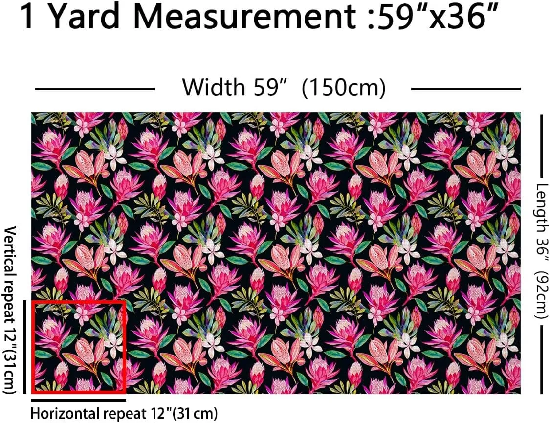 Feelyou Pink Floral Decorative Waterproof Outdoor Fabric 2 Yards Boho Flower Leaf Fabric by The Yard Spring Garden Themed Upholstery Fabric for Chairs Outdoor Fabric