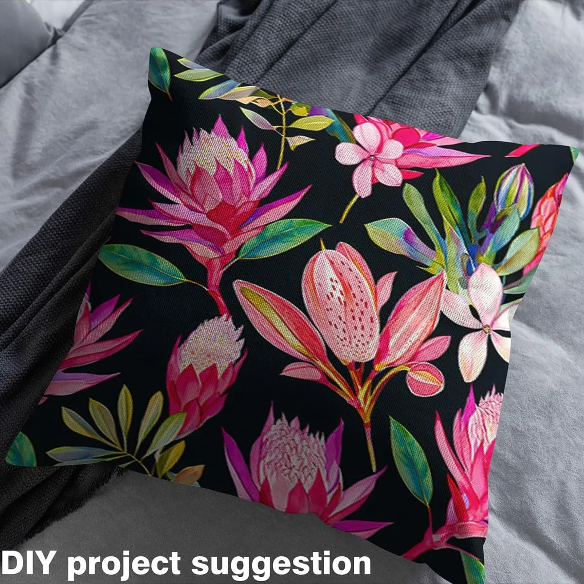Feelyou Pink Floral Decorative Waterproof Outdoor Fabric 2 Yards Boho Flower Leaf Fabric by The Yard Spring Garden Themed Upholstery Fabric for Chairs Outdoor Fabric