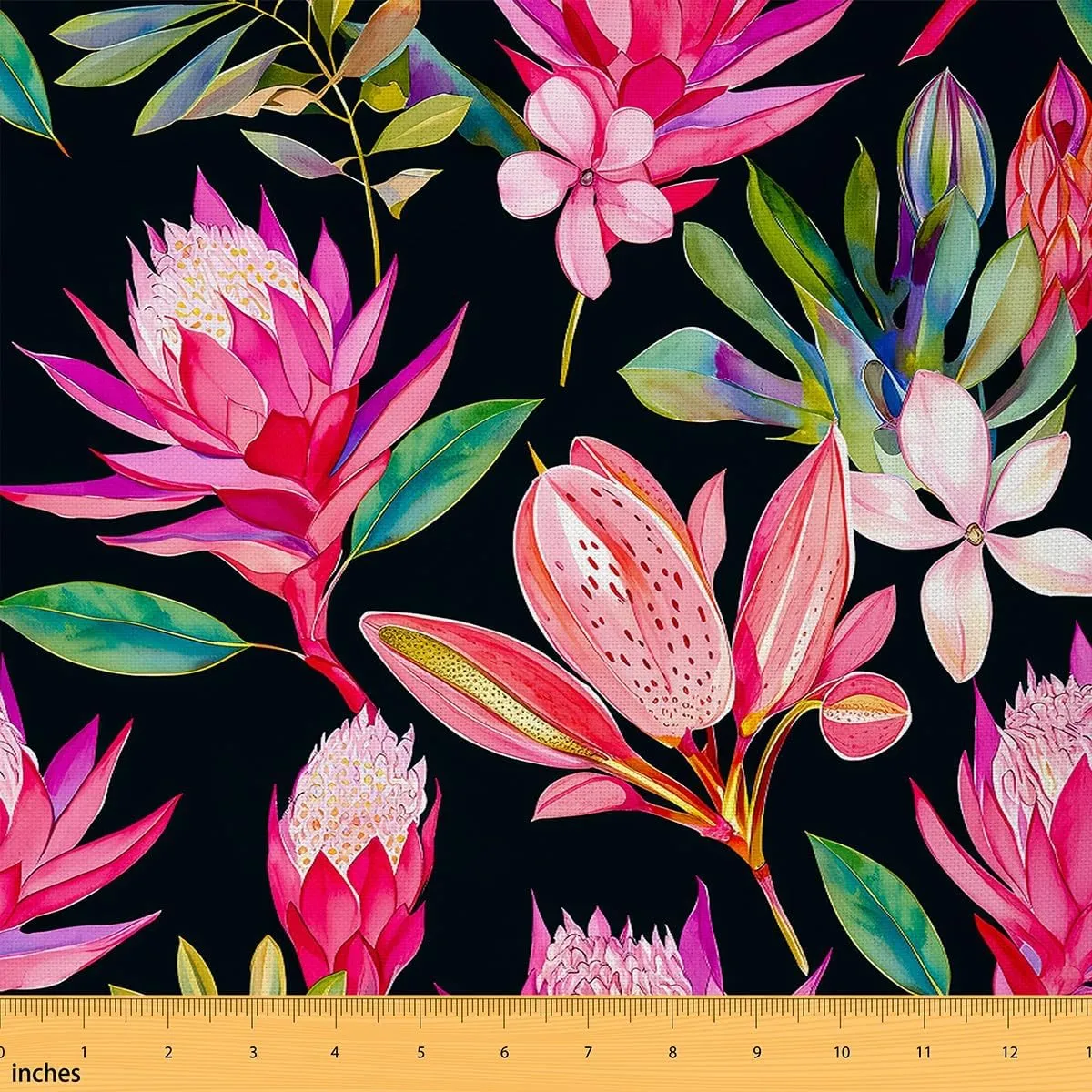 Feelyou Pink Floral Decorative Waterproof Outdoor Fabric 2 Yards Boho Flower Leaf Fabric by The Yard Spring Garden Themed Upholstery Fabric for Chairs Outdoor Fabric
