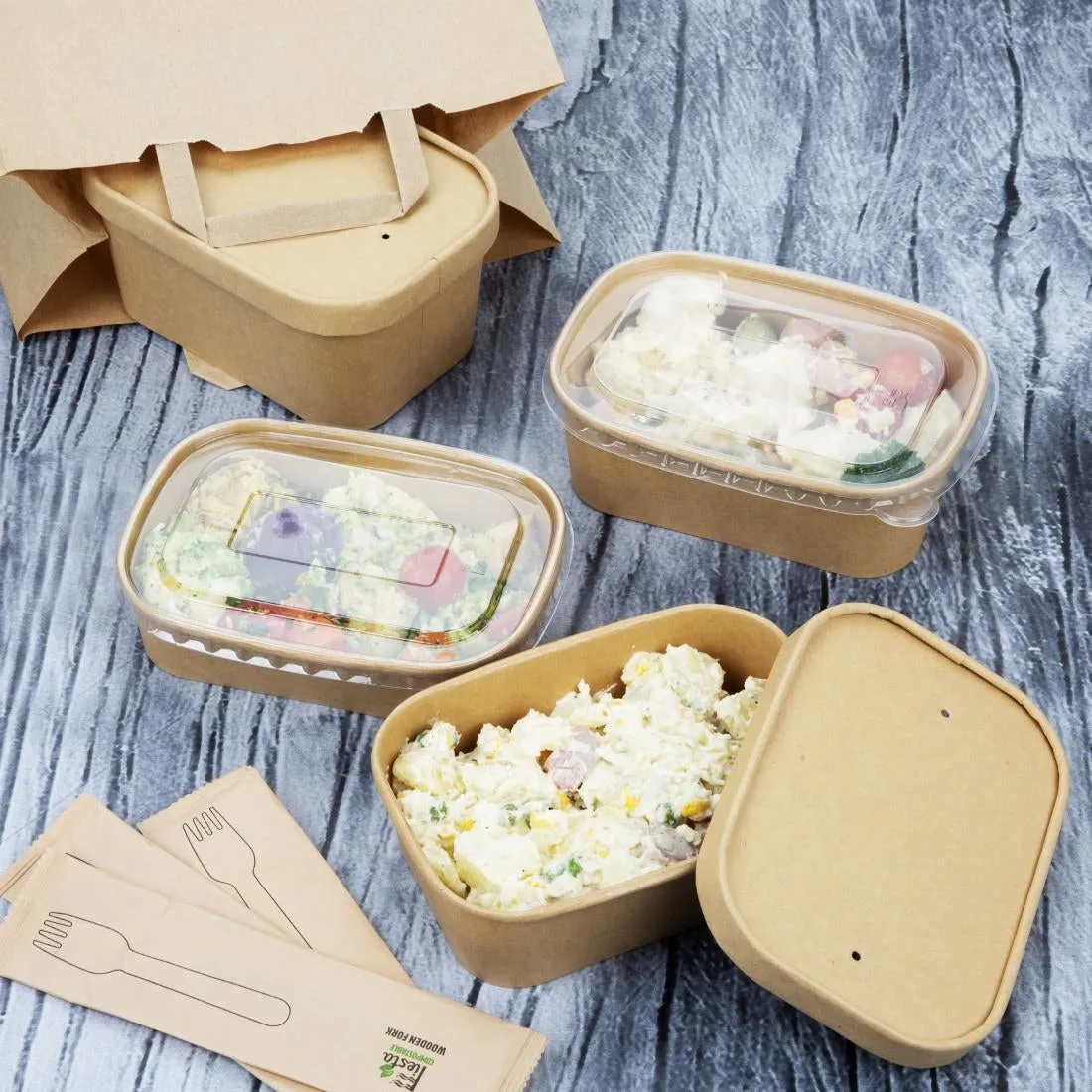 Fiesta Recyclable Rectangular Food Containers 750ml (300 Pack)