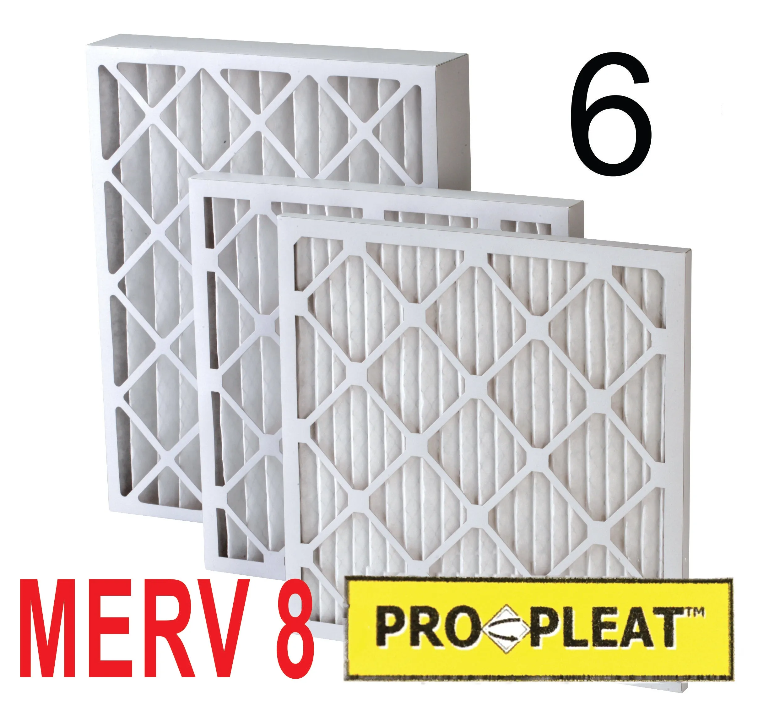Filtration Manufacturing Inc. Pro-Pleat MERV 8 Extended Surface Pleated Air Filters (1", 2", or 4") (6 Pack)